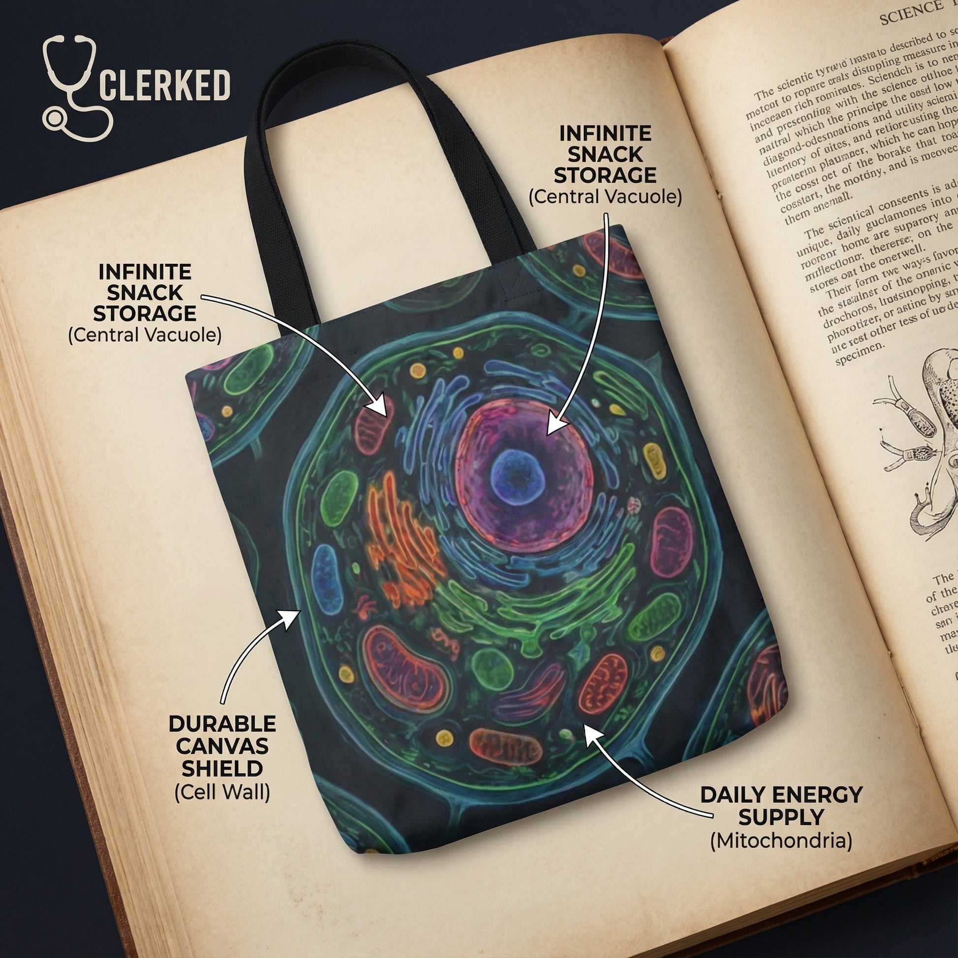 Cell Section Canvas Tote Bag colorful plant cell anatomy